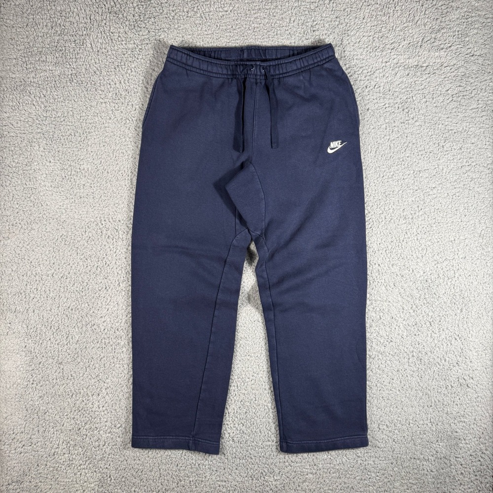 Nike Club Sweatpants Men's Medium Blue Open-Hem Fleece Pants